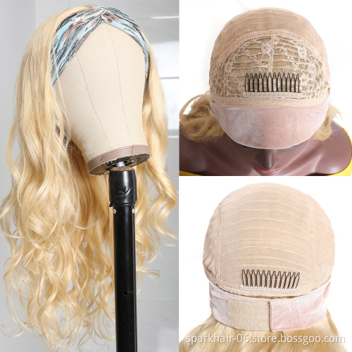 Drop Shipping Wholesale Cheap Headband Wigs Human Hair Head band Wigs for Black Women 613 Blonde Braided Hair Headband Wigs